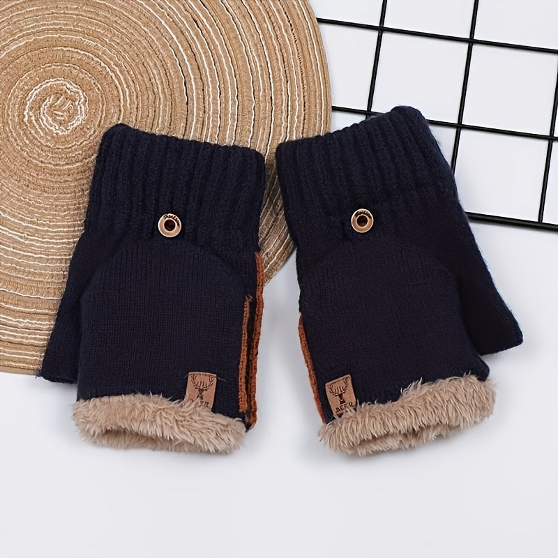 Mitaines tricotées noir, lot de 2 paires