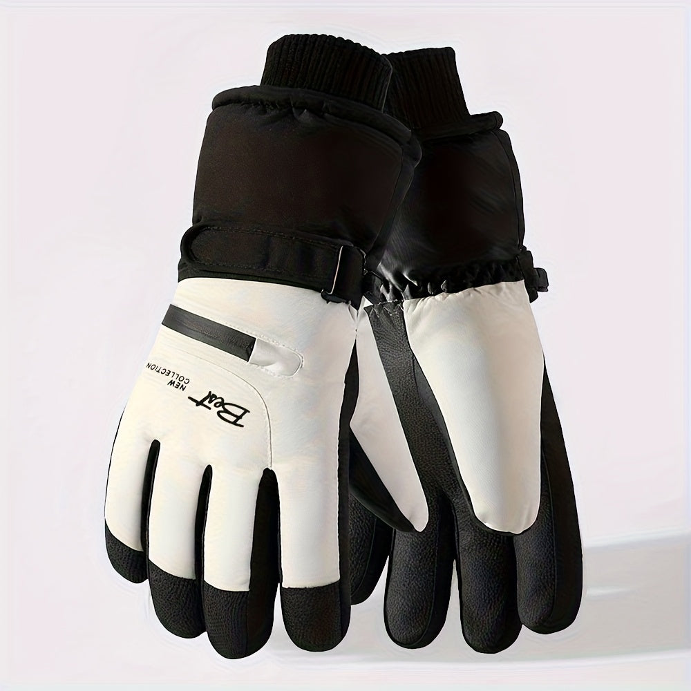 Gants de ski écru et noir