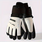 Gants de ski écru et noir