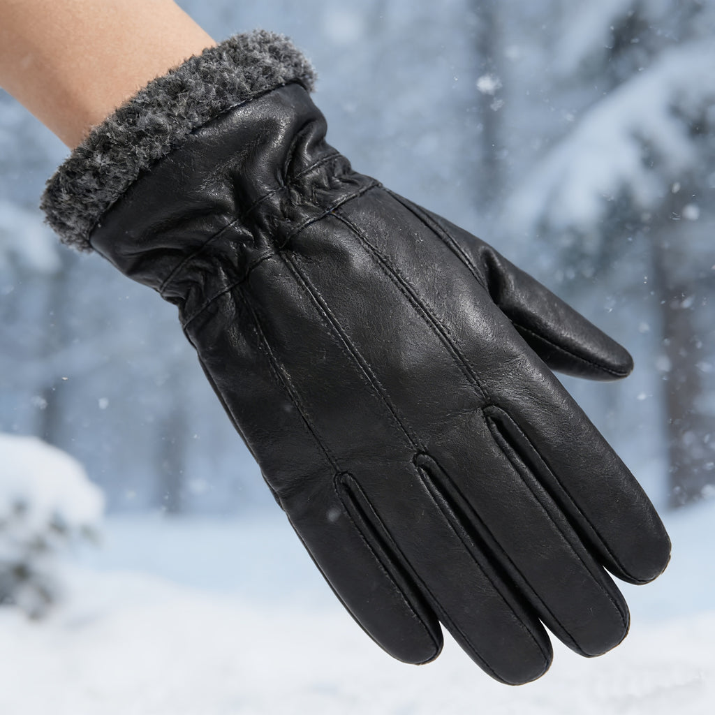 Gant homme en cuir de mouton, présentation à plat