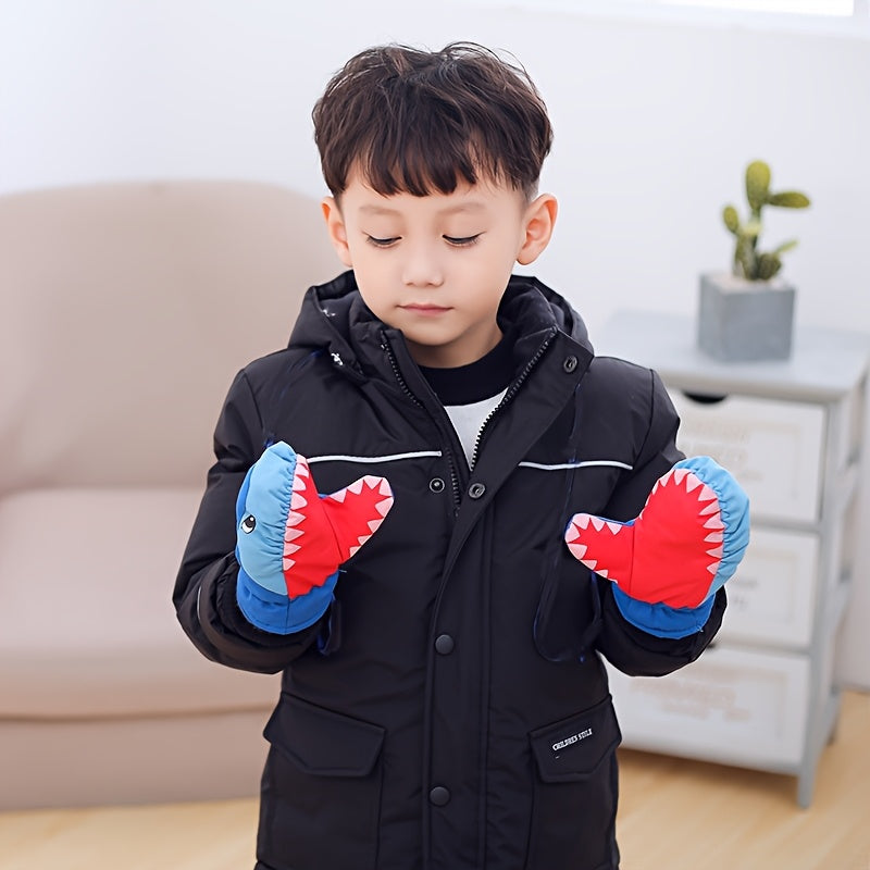 Gants de ski enfant motif requin, vue détail