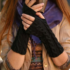 Mitaine femme noire jacquard, vue de face