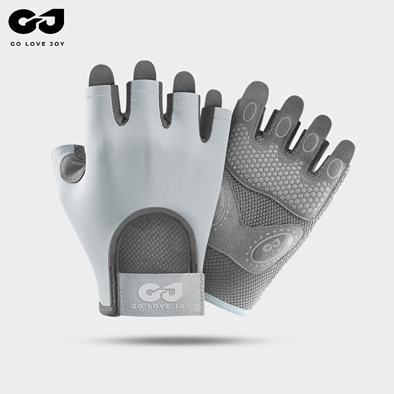 Gants de vélo demi-doigts gris, dos et paume à picots antidérapants