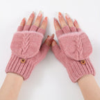 Mitaine femme convertible rose tendre, vue de face