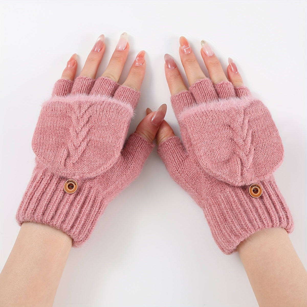 Mitaine femme convertible rose tendre, vue de face