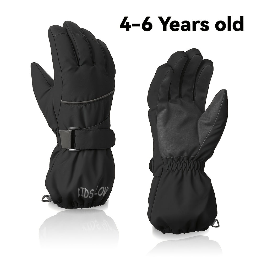 Gants enfant noirs, taille 4-6 ans, vue de face et de la paume