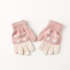 Gants enfant tricotés, coloris rose foncé