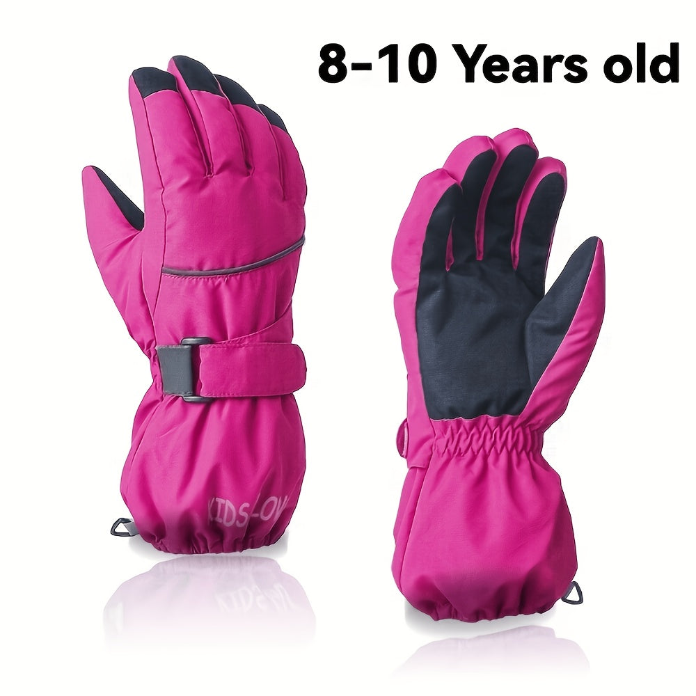 Gants enfant roses, taille 8-10 ans, vue de face et de la paume