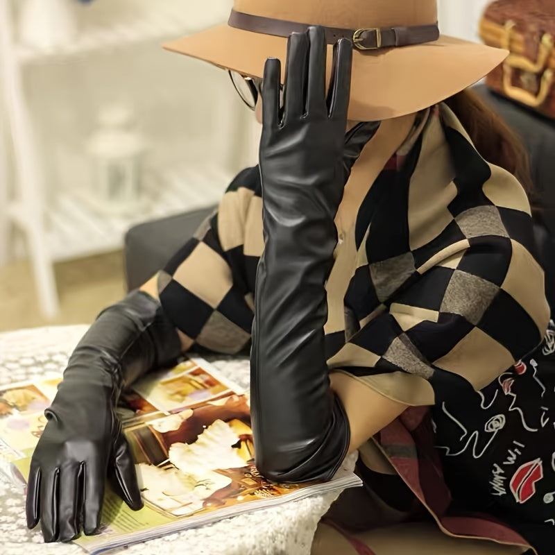 Gants similicuir femme longs, vue de la paume