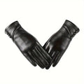 Gants cuir femme noirs, boutons au poignet, vue d'ensemble