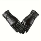 Gants cuir femme noirs, boutons au poignet, vue d'ensemble