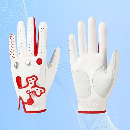 Gant de golf blanc et rouge