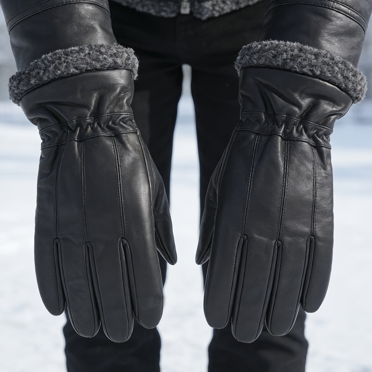 Gant homme en cuir de mouton, vue de dos de la main