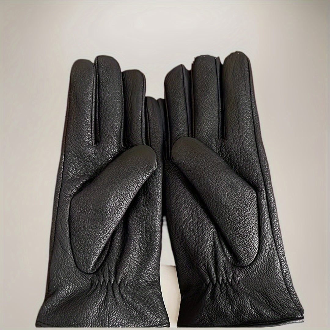 Gants cuir femme, vue rapprochée du bouton fleur