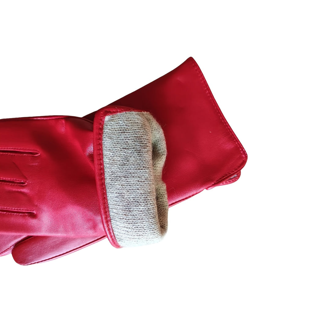 Gants femme peau de mouton rouge, vue de dos