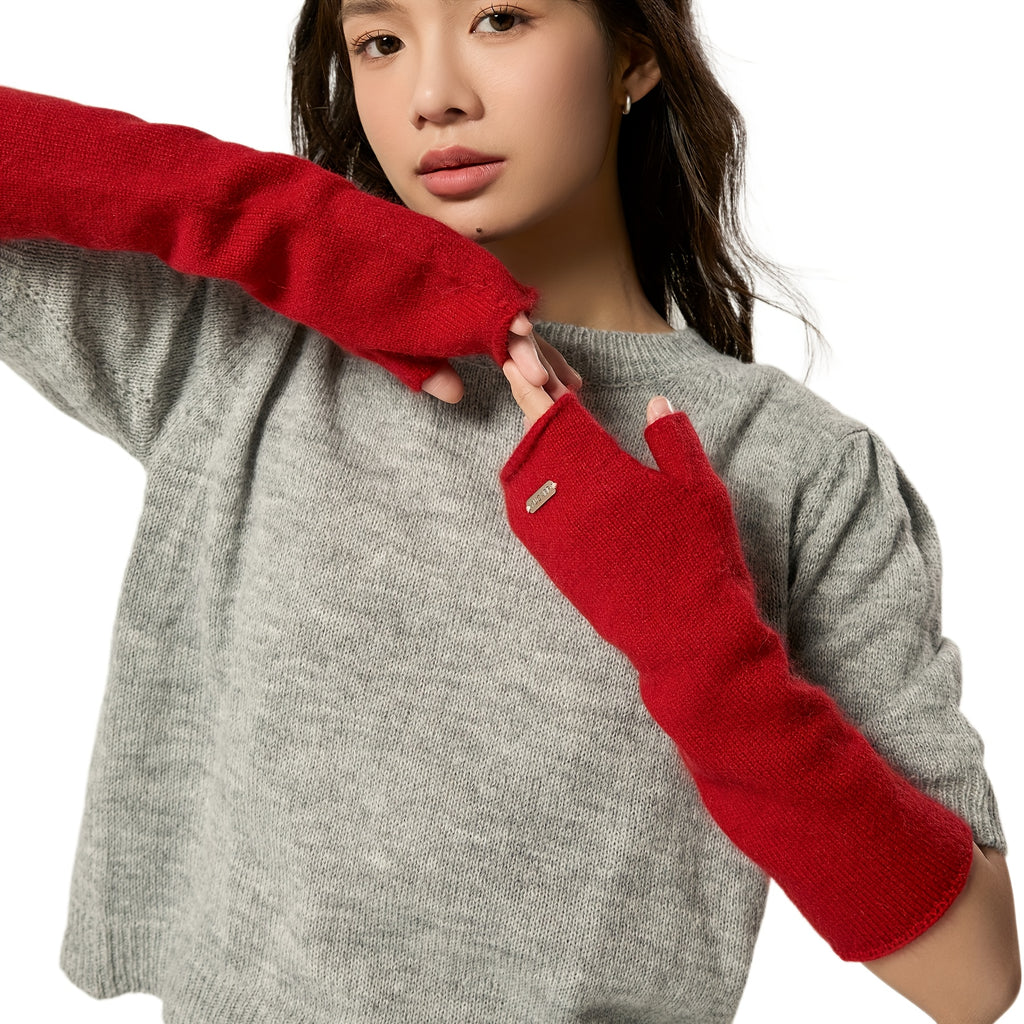 Mitaines longues femme, portées en paire