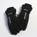 Gants de ski noirs, paire posée à plat