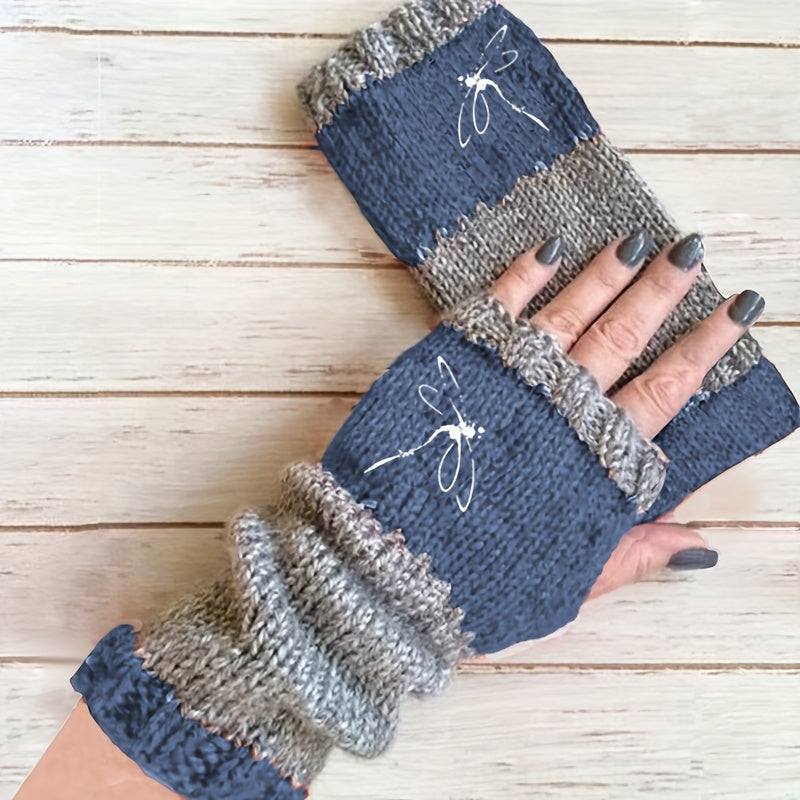 Mitaine longue femme bleue, vue de face
