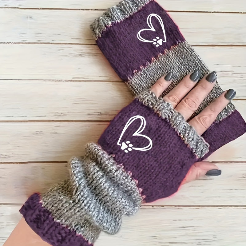 Mitaine femme violet, poignet à bloc de couleur