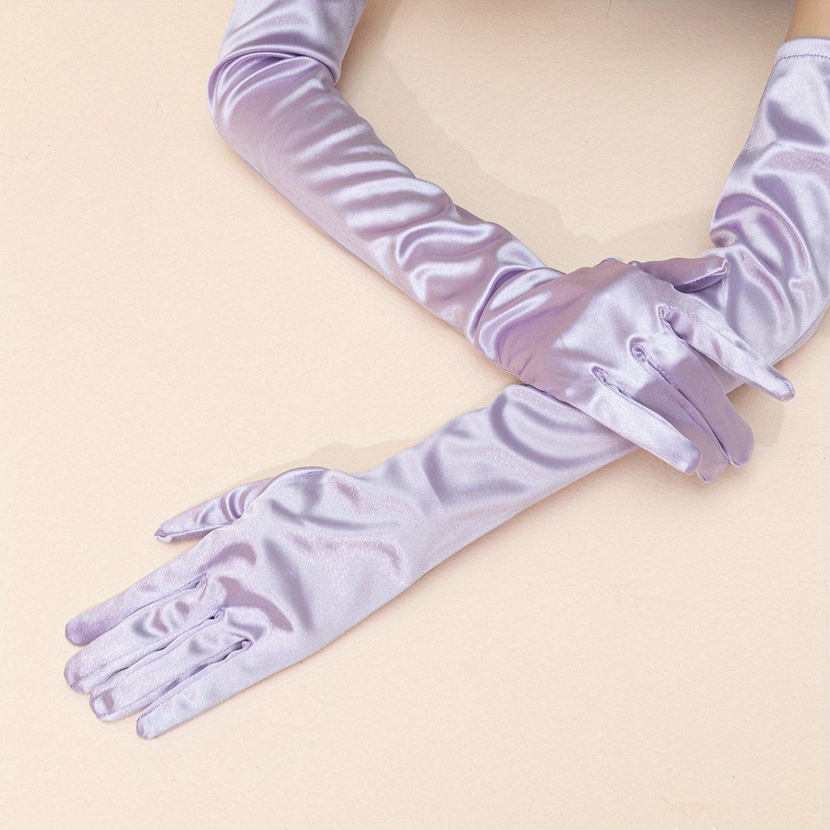 Gants longs femme satin coloris violet