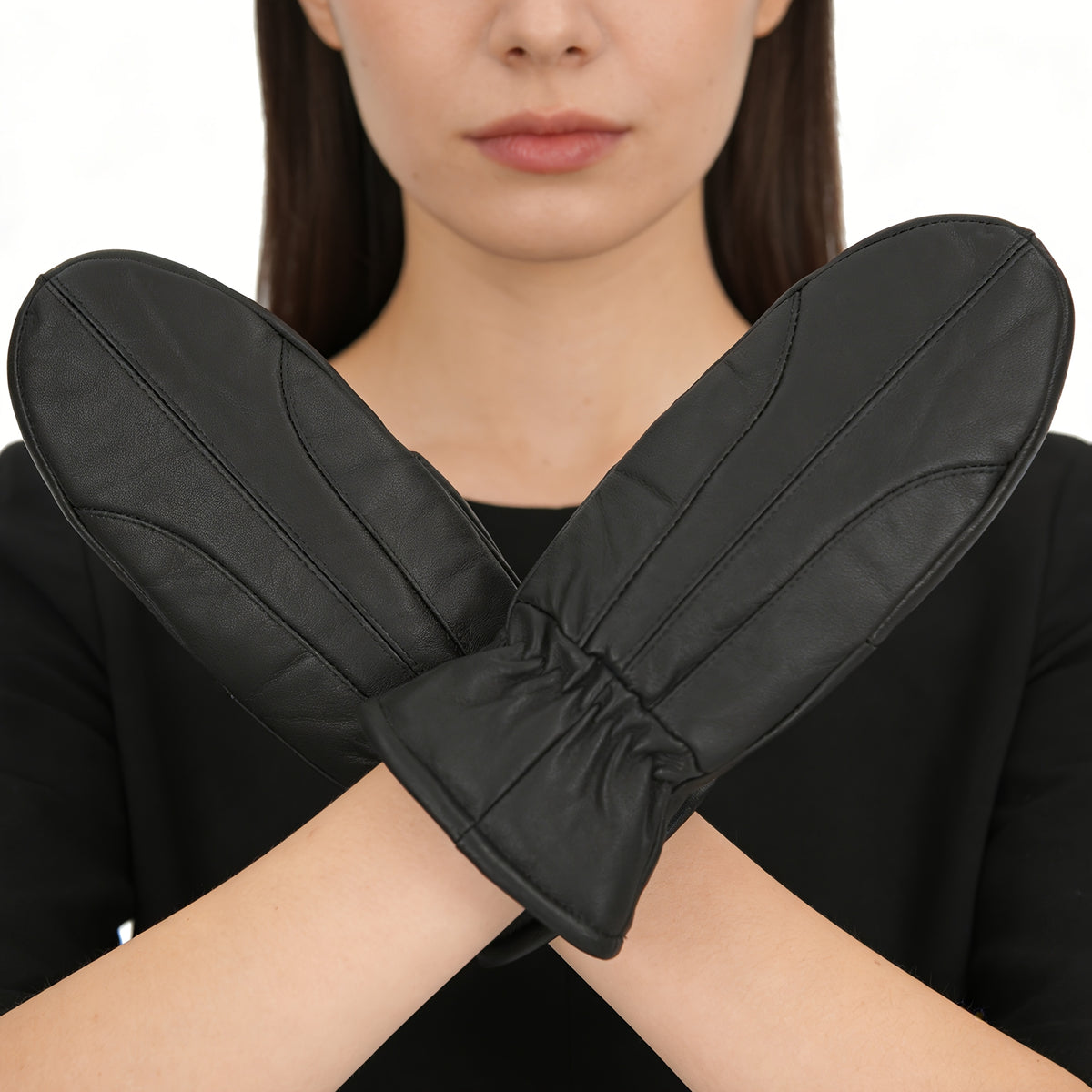 Moufle femme cuir, vue de dos