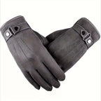 Gant homme gris, sangle boutonnée
