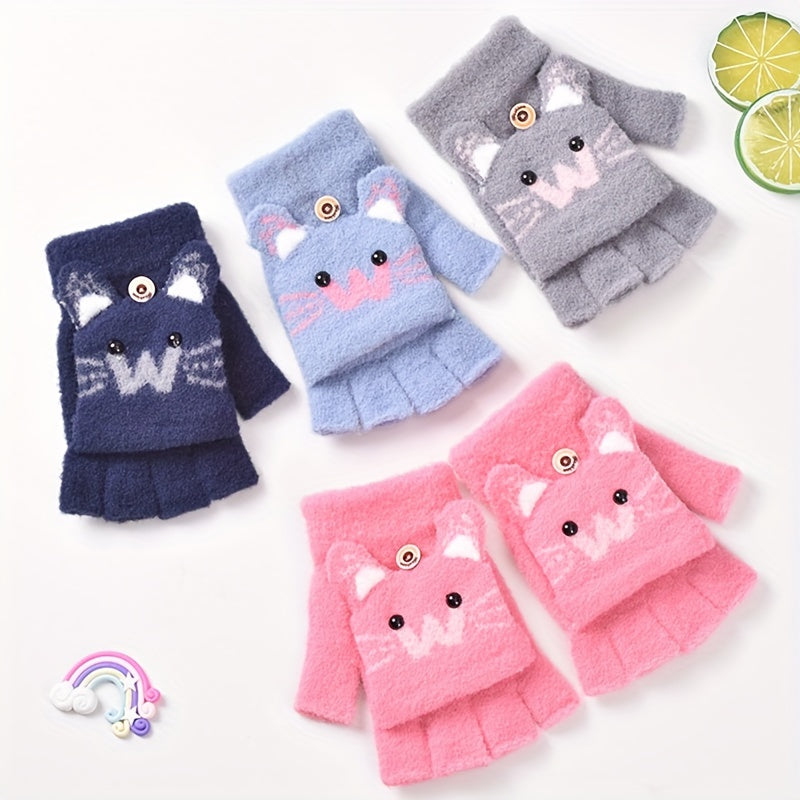 Mitaines enfant tricotées, motifs mignons