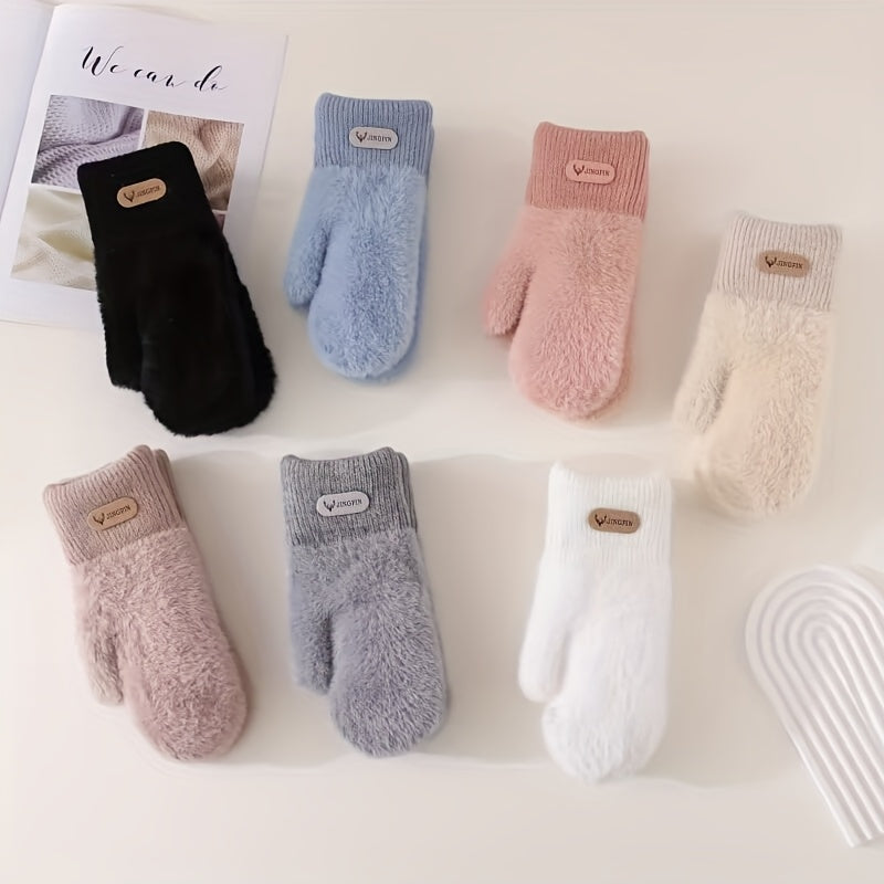 Moufle femme bicolore, détail du poignet tricoté