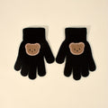 Gants enfant coloris noir, tricot extensible