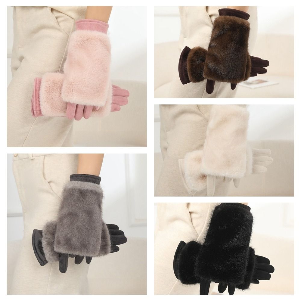 Gants femme, portés avec un manteau d'hiver