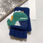 Gants enfant coloris bleu marine, motif dinosaure