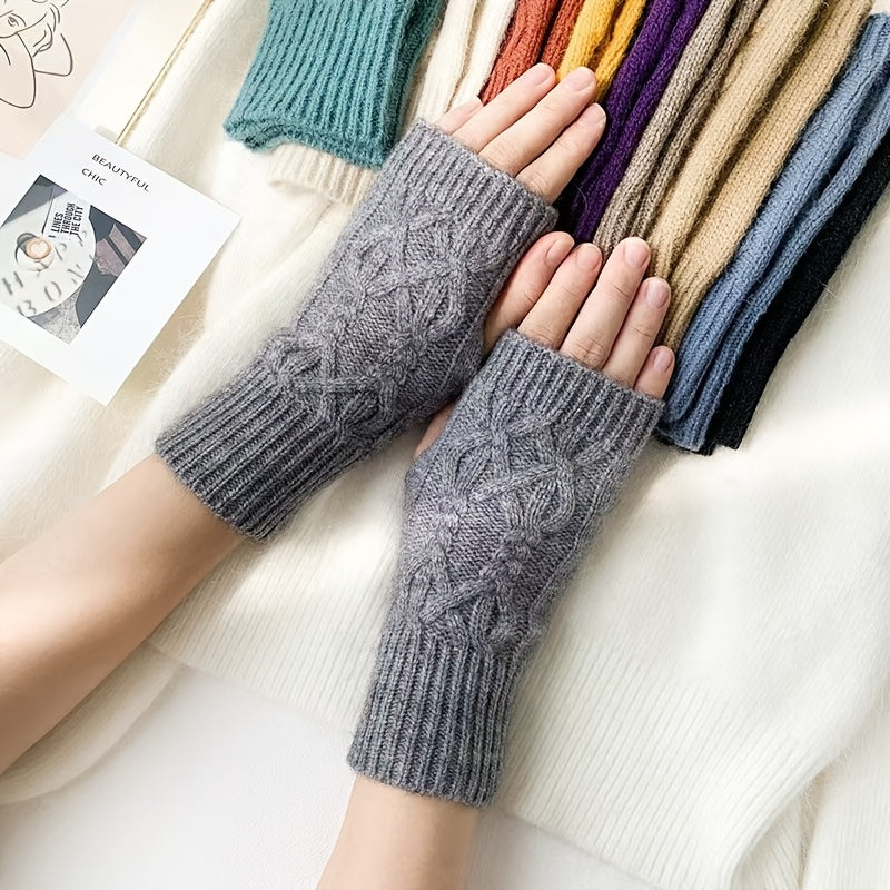 Mitaine femme tricot gris, vue de face