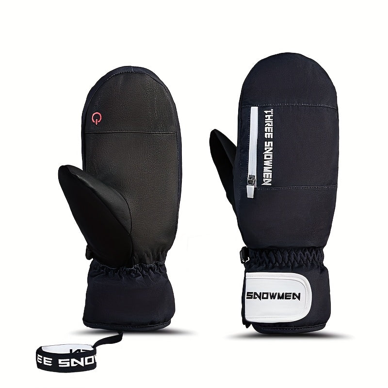 Gants de snowboard femme noir, paume tactile