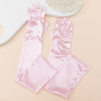 Gants longs femme satin, vue de profil