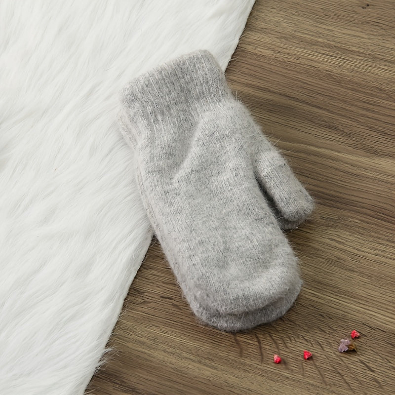 Moufle femme laine mélangée gris clair