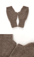 Mitaine femme, détail du tricot