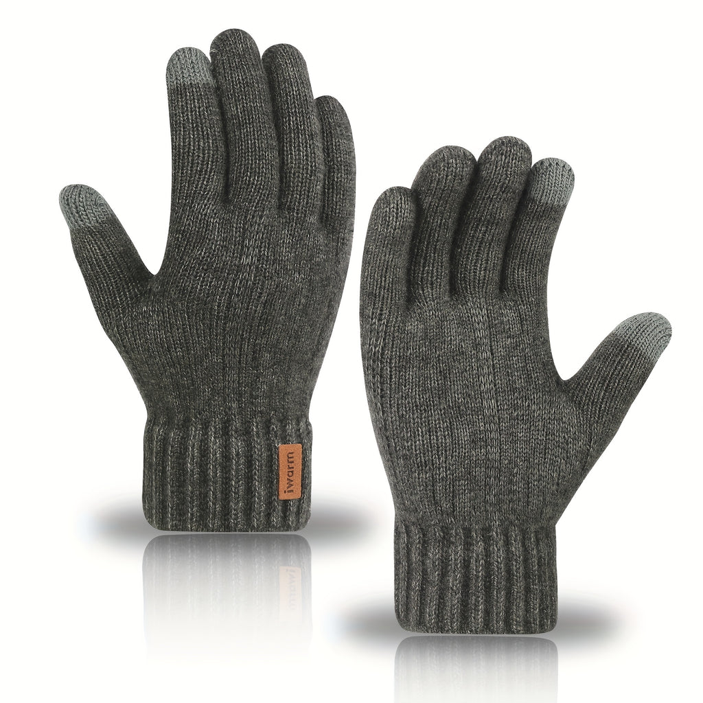 Gants tricot gris foncé