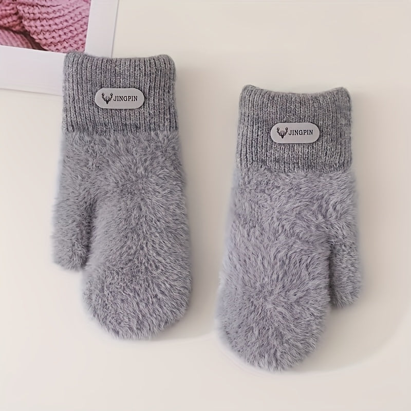 Moufle femme bicolore grise