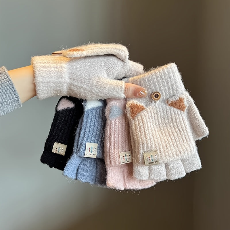 Mitaines enfant oreilles de chat tenues en éventail, plusieurs coloris