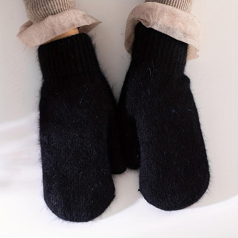 Moufle femme laine mélangée, détail de la maille