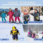 Gants de ski enfant en situation : ski, luge, randonnée et bonhomme de neige