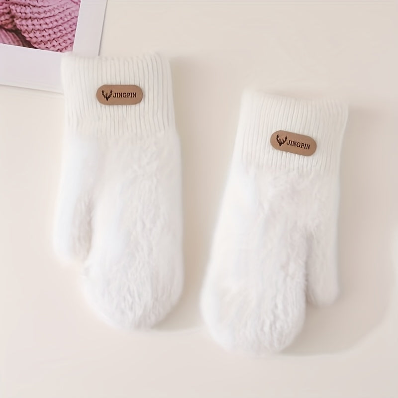 Moufle femme bicolore blanche
