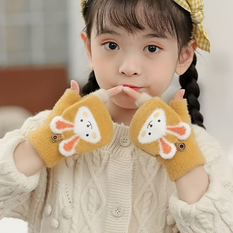 Gants enfant motif lapin et cœur, vue détail
