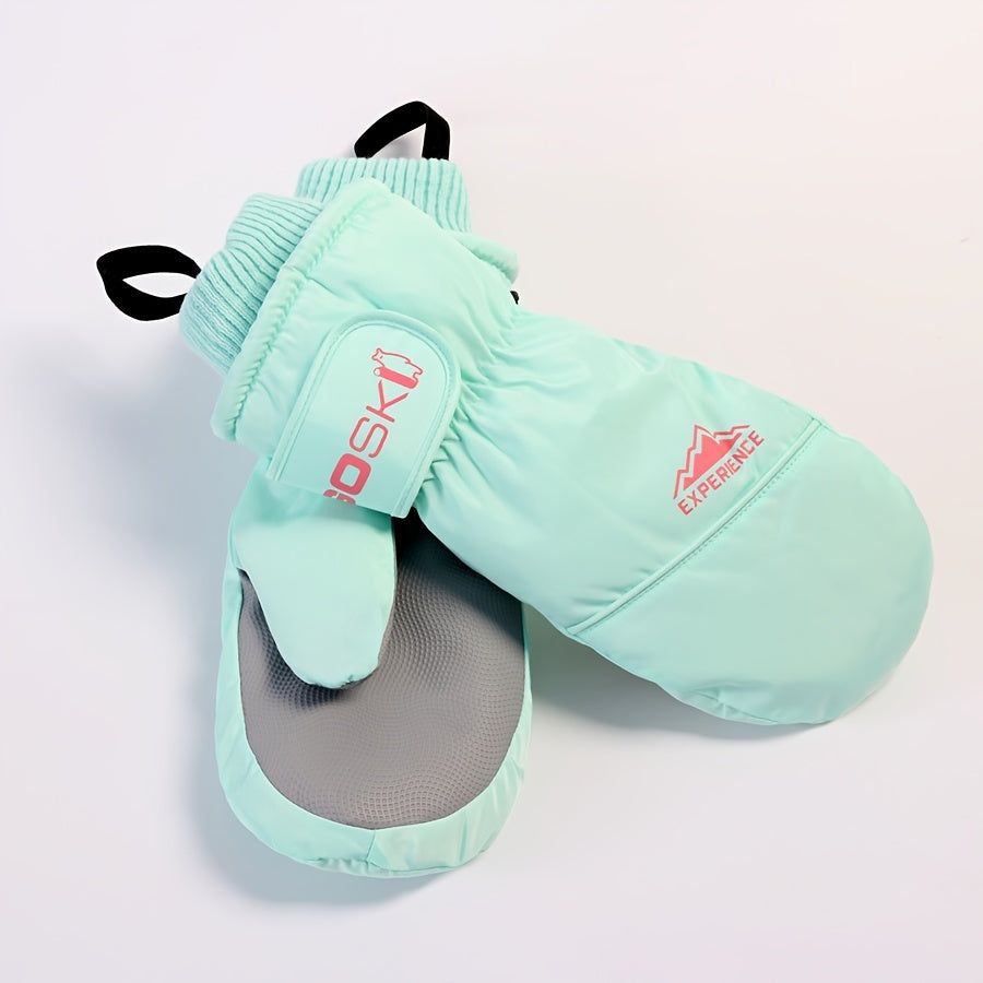 Gants de ski femme bleu, attache-gants intégrée