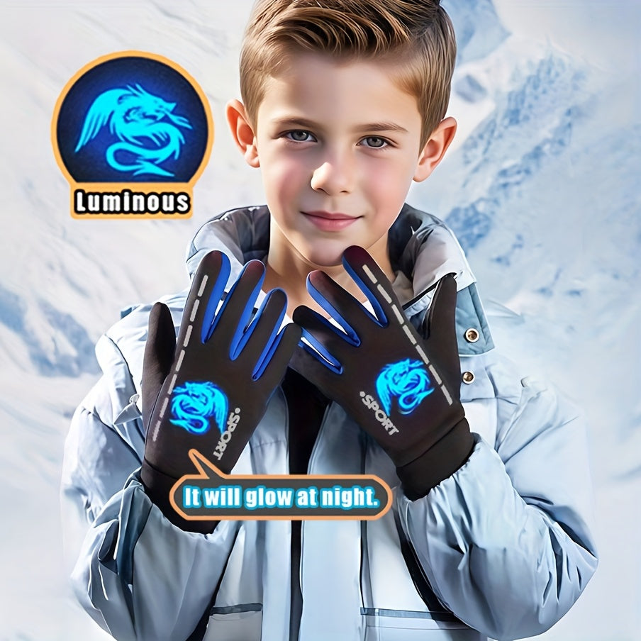 Gants enfant phosphorescents, détail du motif