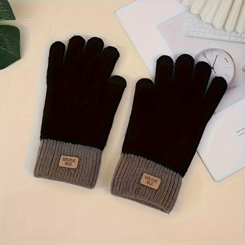 Gant femme noir en cachemire épais, tactile