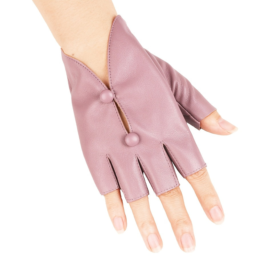 Mitaine femme cuir PU coloris violet