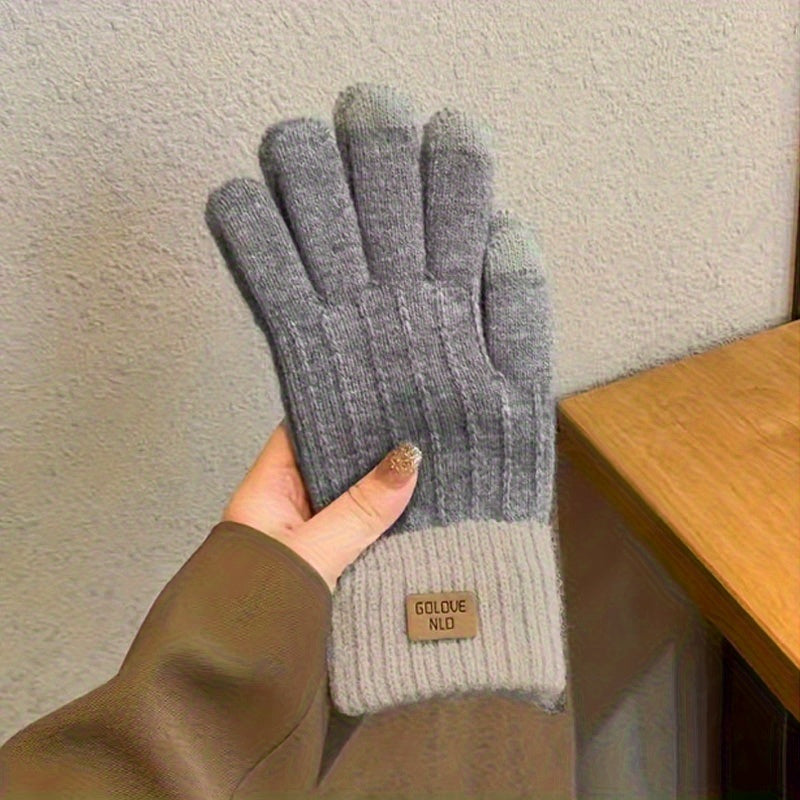Gant femme gris en cachemire épais, tactile