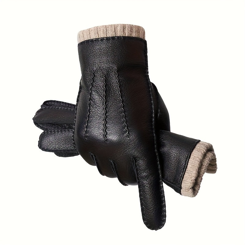 Gant unisexe en cuir de mouton véritable, présentation à plat