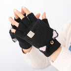Mitaines enfant coloris noir, oreilles de chat